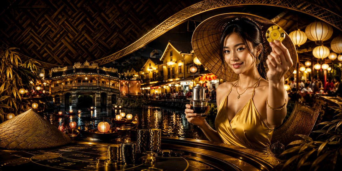 Không khí cá cược casino đặc trưng với áo dài và nón lá tại Hội An